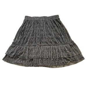 ESQUALO Textured Black & Gold Mini Skirt Flowy Size 10